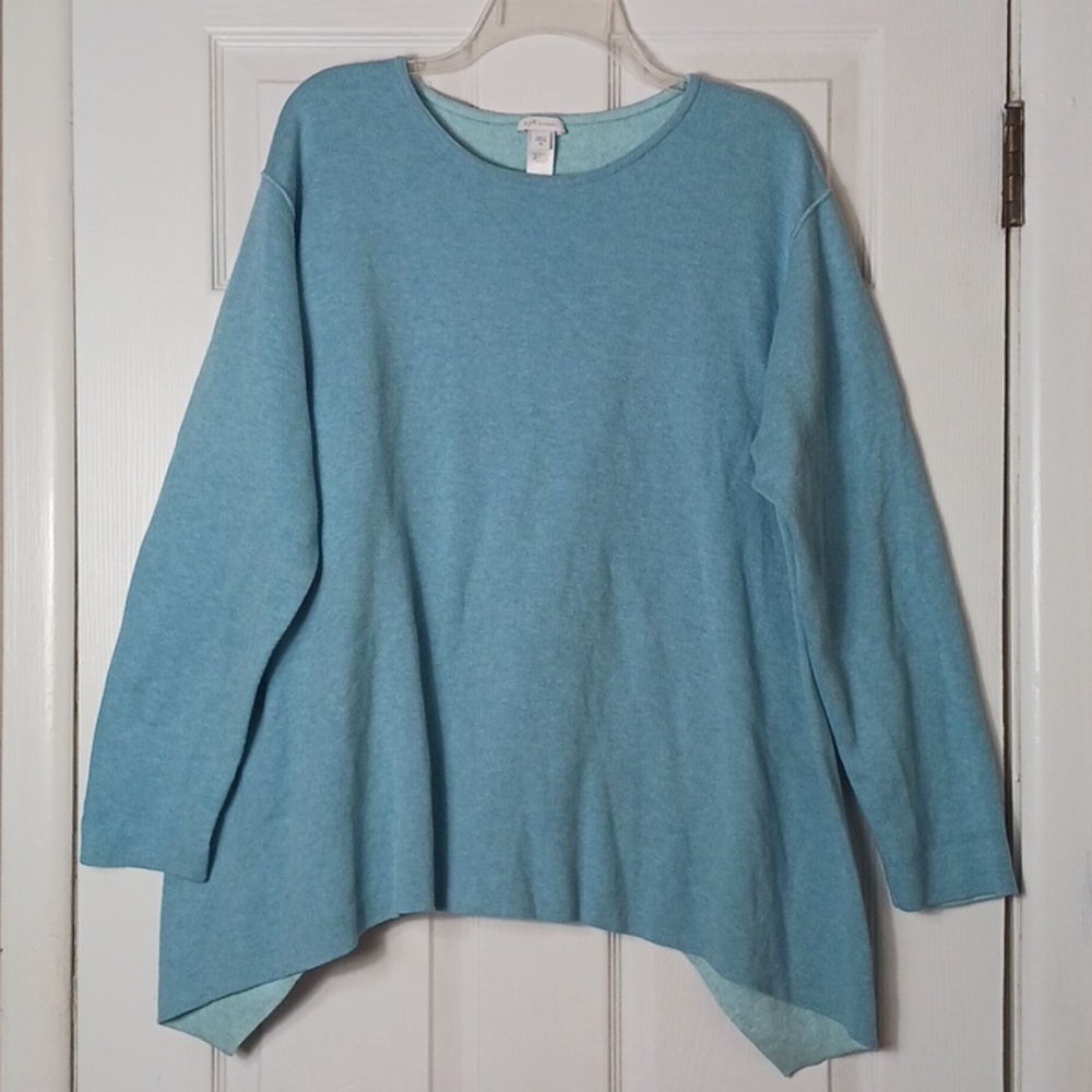 J. Jill Reversible Crew Neck Sweater Pullover Tunic Cotton Blend Cozy Size XL